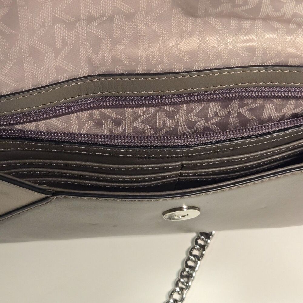 Michael Kors Lana Color Block Leather Envelope Clutch Bag 2015 Black/Grey/Taupe - Picture 5 of 12